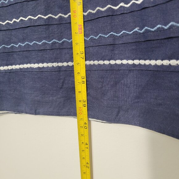 E And Lisa Navy Blue Cotton Linen Blend Zip Side Sleeveless Scoop Neck Dress 5 - Picture 9 of 11